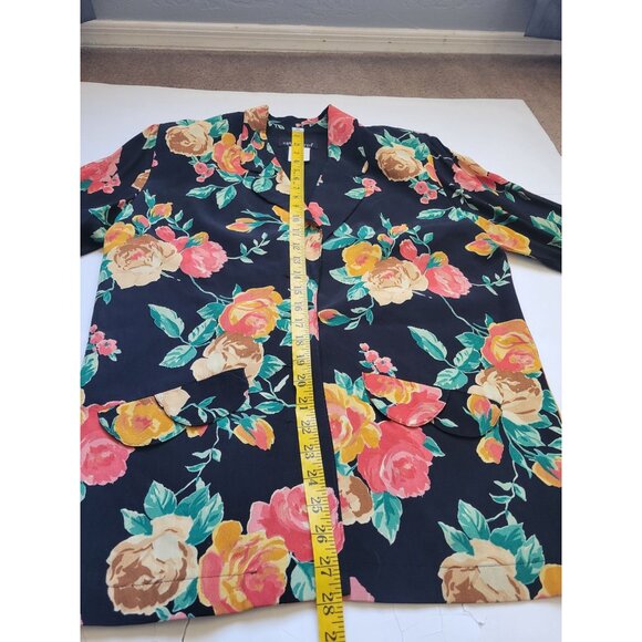 Carole Little jacket lightweight floral blazer 1980s, Vibrant Colors Size L - Picture 12 of 13